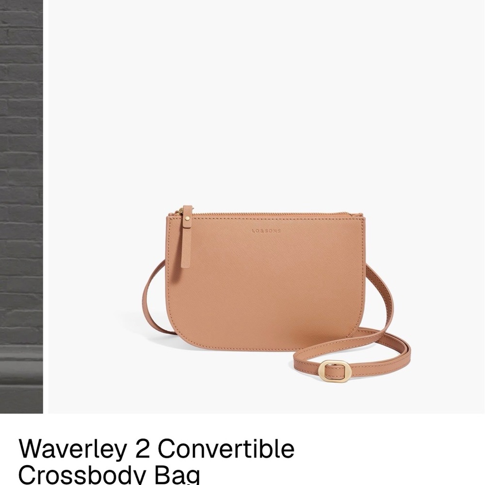 Lo & Sons Convertible Crossbody bag Dusty Rose. Saffiano Leather.